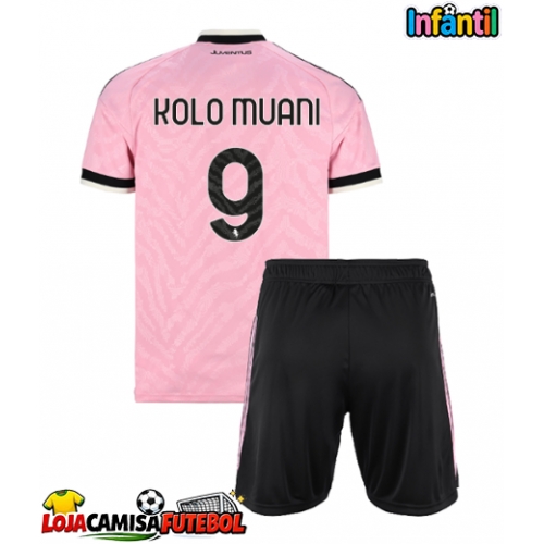 Camisa de Futebol Juventus Randal Kolo Muani #9 Equipamento Secundário Infantil 2026-27 Manga Curta (+ Calças curtas)